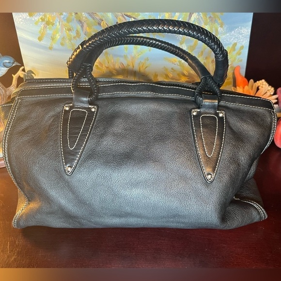 MCM RARE Vintage Tote Duffle Pebble Leather Bag Black COA A6770 - Picture 3 of 13